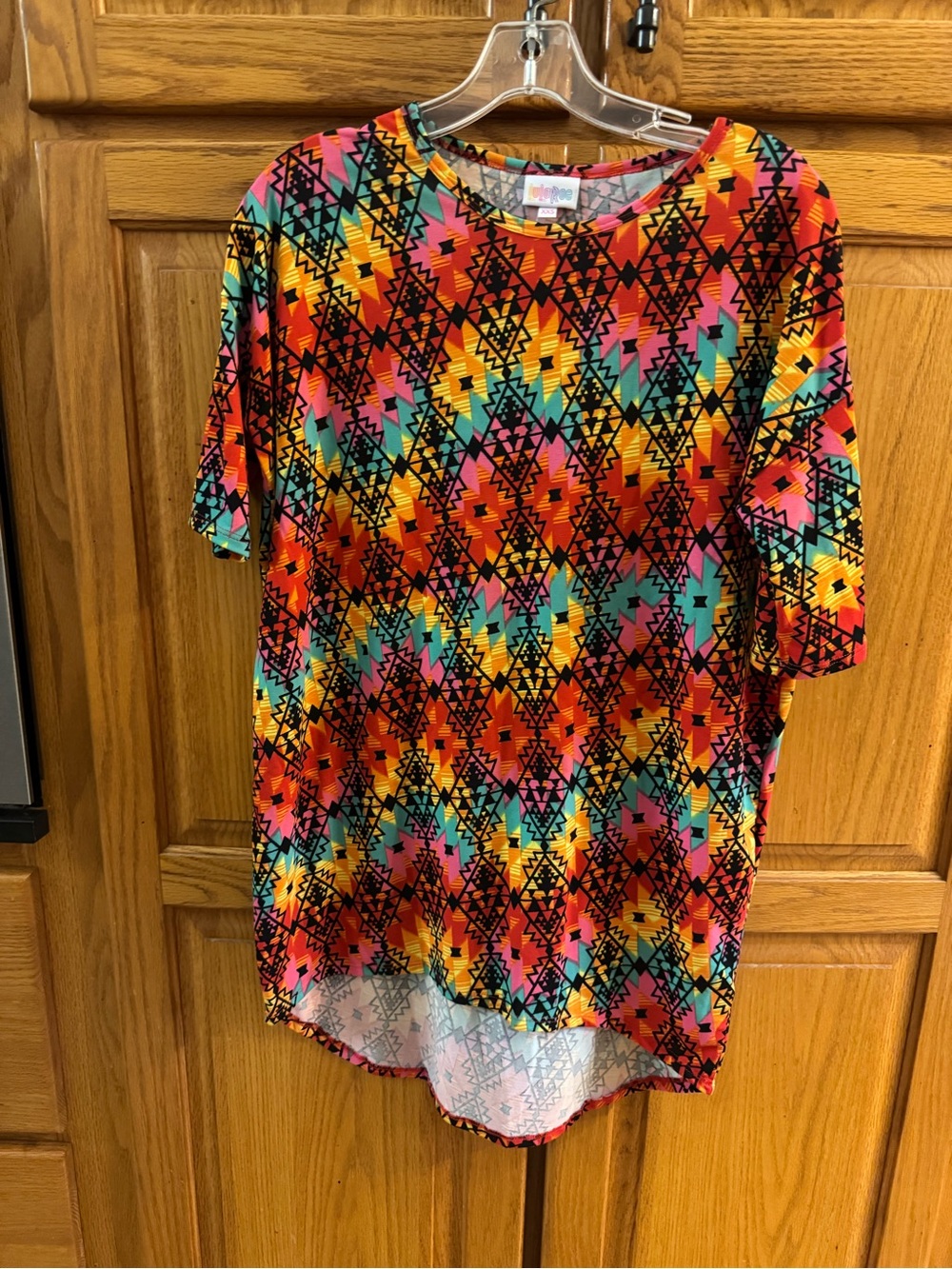 LuLaRoe Neon Aztec Short Sleeve Tee - Orange, Pink, Yellow, Turquoise, Black